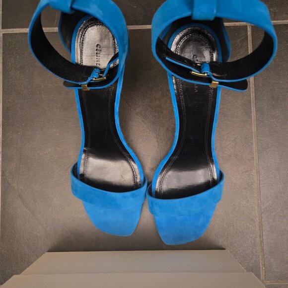 AUTH NWT Celine Phoebe Philo suede strappy heels, turquoise, size EU 40 - Picture 4 of 6